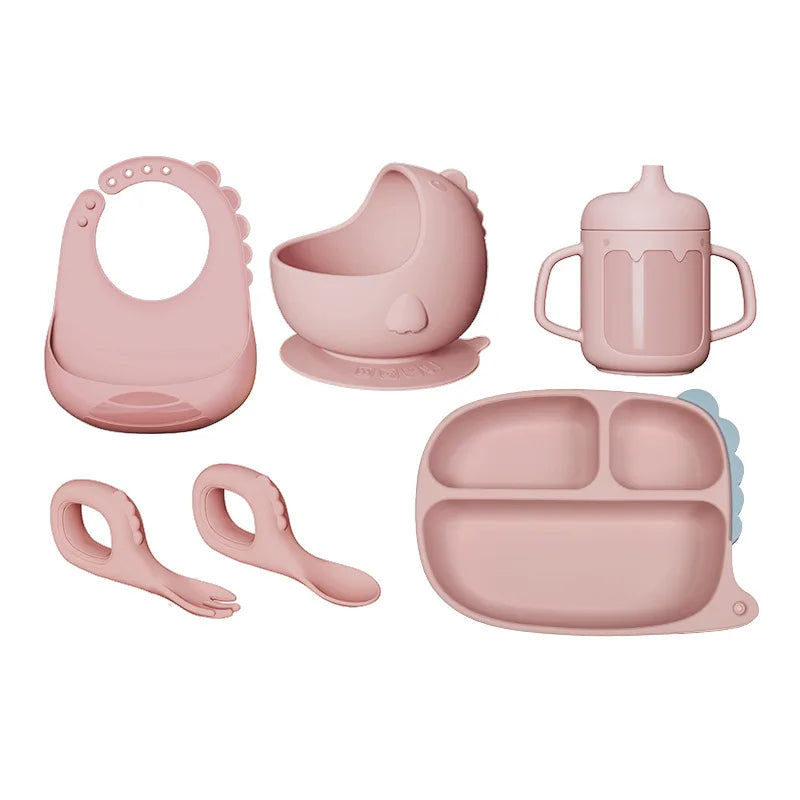 6-Piece Silicone Baby Feeding Set Suitable for Self-Weaning Infants BPA-Free Baby Feeding Set An Essential Gift for Newborns
