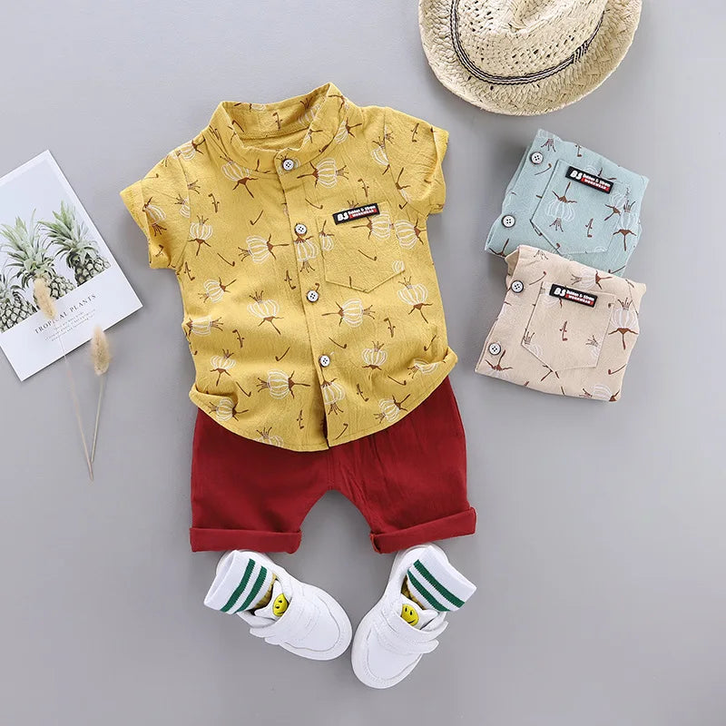 Summer Cotton Baby Boys Clothes suits Fashion Children's girls Shirt with Shorts 2-Piece Sets