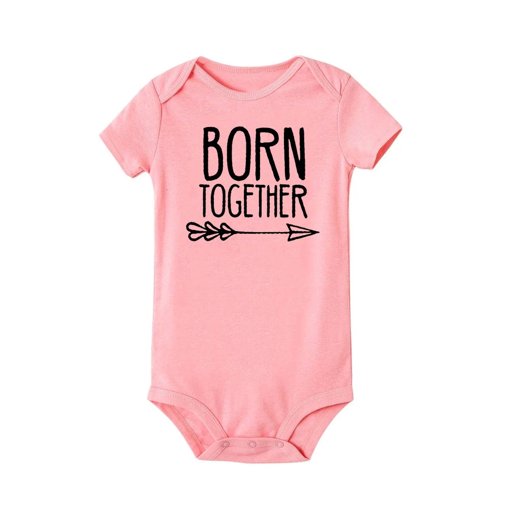 Born Together Baby Twins Bodysuits Best Friends Forever Baby Clothes Twin Summer Jumpsuit Girls Boys Outfits Infant Shower Gifts