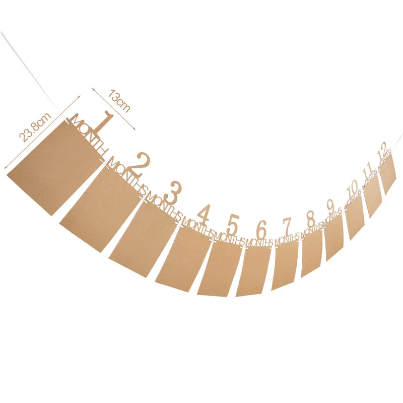 Baby 1st Birthday Decoration Photo Banner 12Months Photo Props Boy Girl One Year First Birthday Party Photograph Bunting Garland