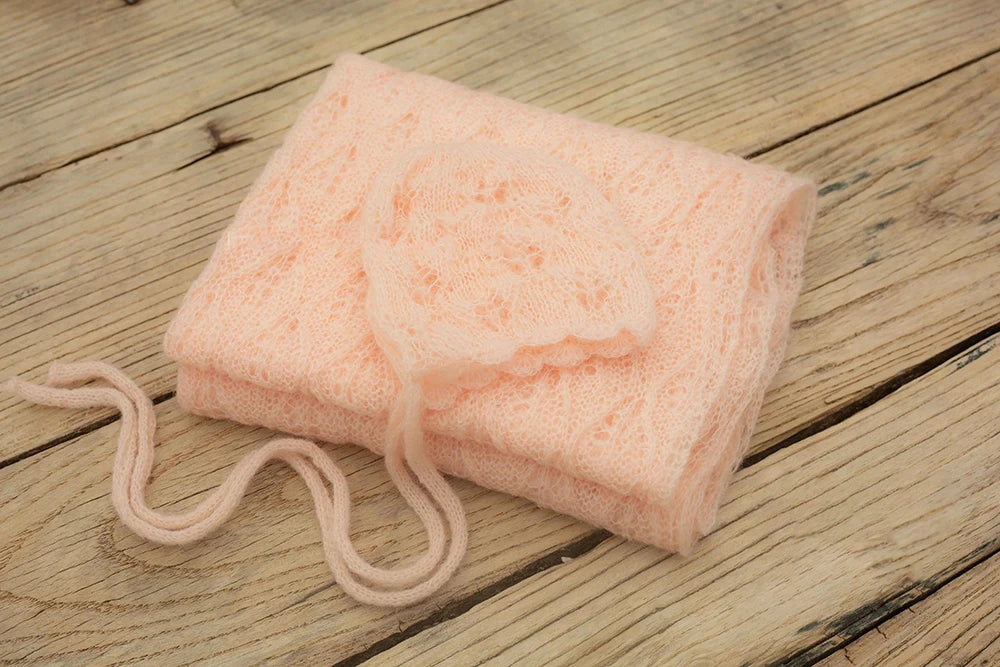 Newborn Photography Props Baby Posing Knitted Hollow Hat + Wrap 2pcs/Set Soft And Highly Elastic Stretchable Photo Accessories