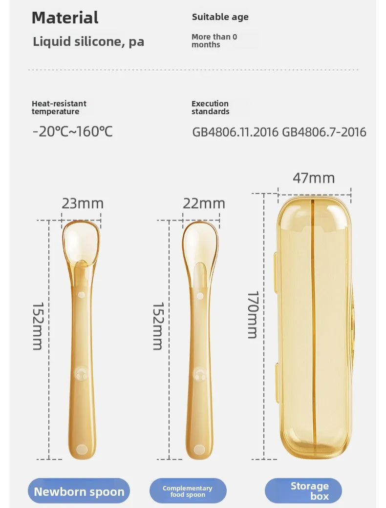Boxed Silicone Spoon Newborn Baby Food Supplement Spoon Feeding Water Silicone Soft Spoon Tableware Feeding Rice Paste Spoon
