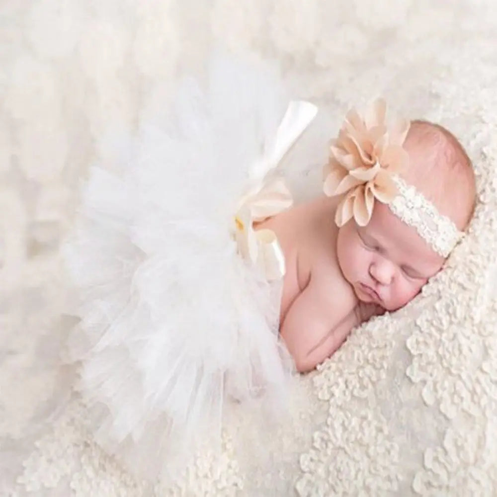 Cute Princess Newborn Outfit Infant Suit Headband Set Tutu Skirt Baby Girl Summer Dress Costume Photography Props Accessories