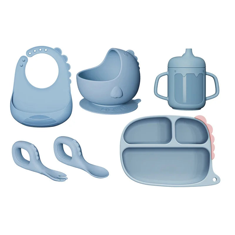 6-Piece Silicone Baby Feeding Set Suitable for Self-Weaning Infants BPA-Free Baby Feeding Set An Essential Gift for Newborns
