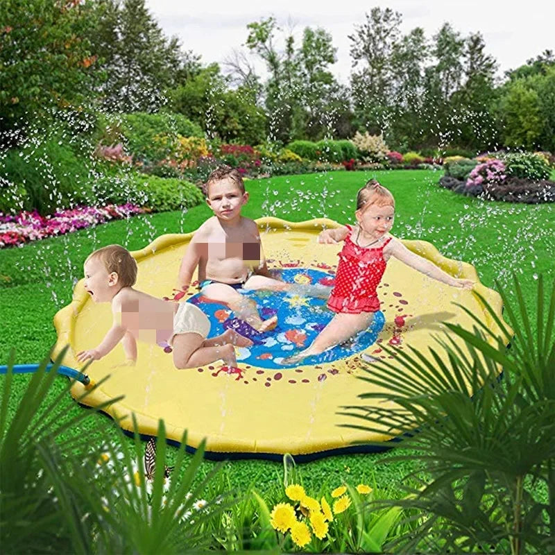 Summer Outdoor Garden Lawn Sea Animal Inflatable Cold Water Spray Kids Sprinkler Interactive Play Game Pad Mat Tub Bath Toys