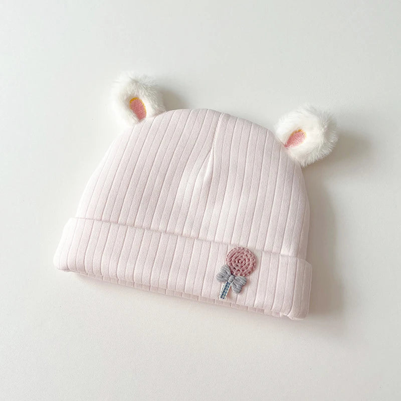 0-3 Months Newborn Fetal Hats Korean Cute Soft Cotton Boy Girl Autumn Winter Warm Beanies Caps Solid Color Infant Kids Bonnets