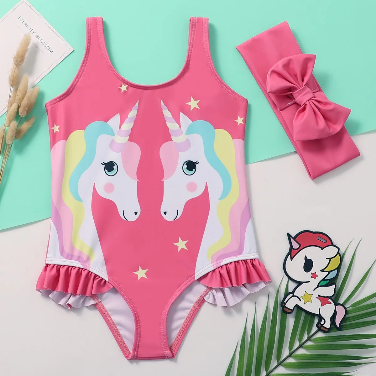 2026 Summer Children Swimsuit 2-8Years Girls Swimsuit Infant Baby Cute Cartoon Sleeveless Bikini Briefs One-piece Swimsuit