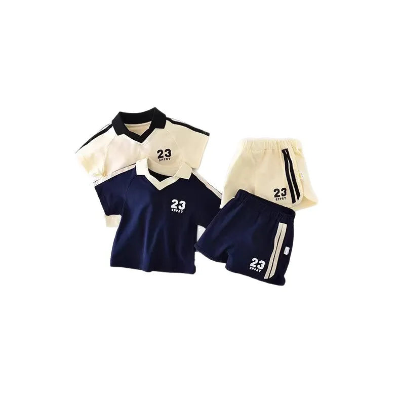 Kids Summer Short Sleeve Sportswear Set: T-Shirt and Shorts Two-Piece Outfit for Boys and Girls, Casual Wear