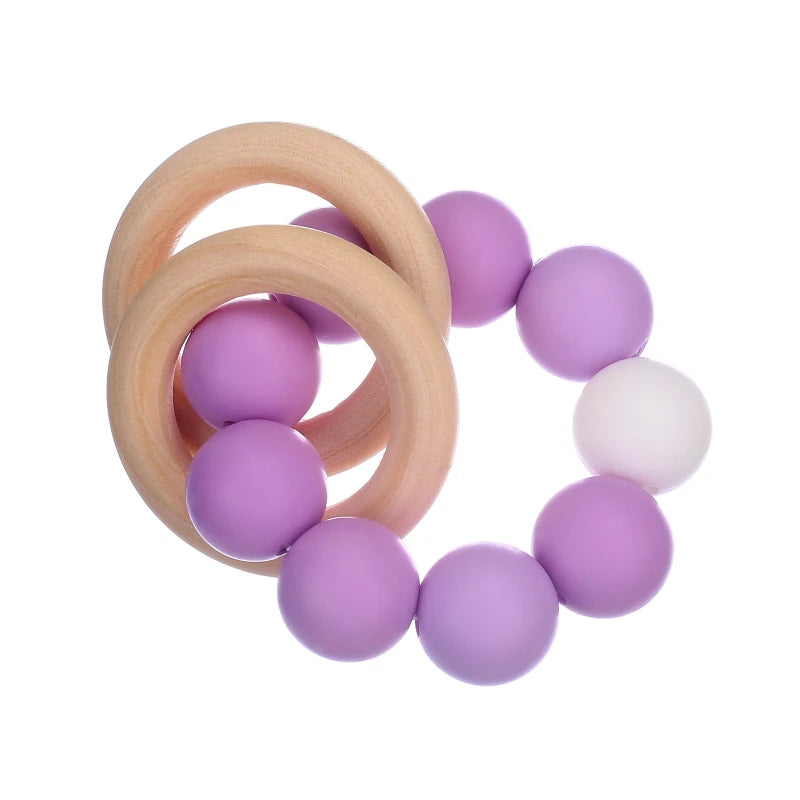 Baby Silicone Teether Ring Pendant Food Grade Silicone Round Beads Bracelet Rattle Toys For Baby Teething Safe Care Chew Toys