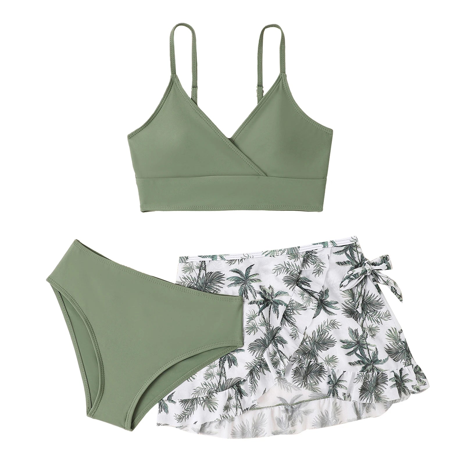 Kids Girls Swimsuit Bikini Set Bralette Girls Two-Piece Bathing Suits Volant Top Bikini Panties Swim Beachwear Tankini Beachwear