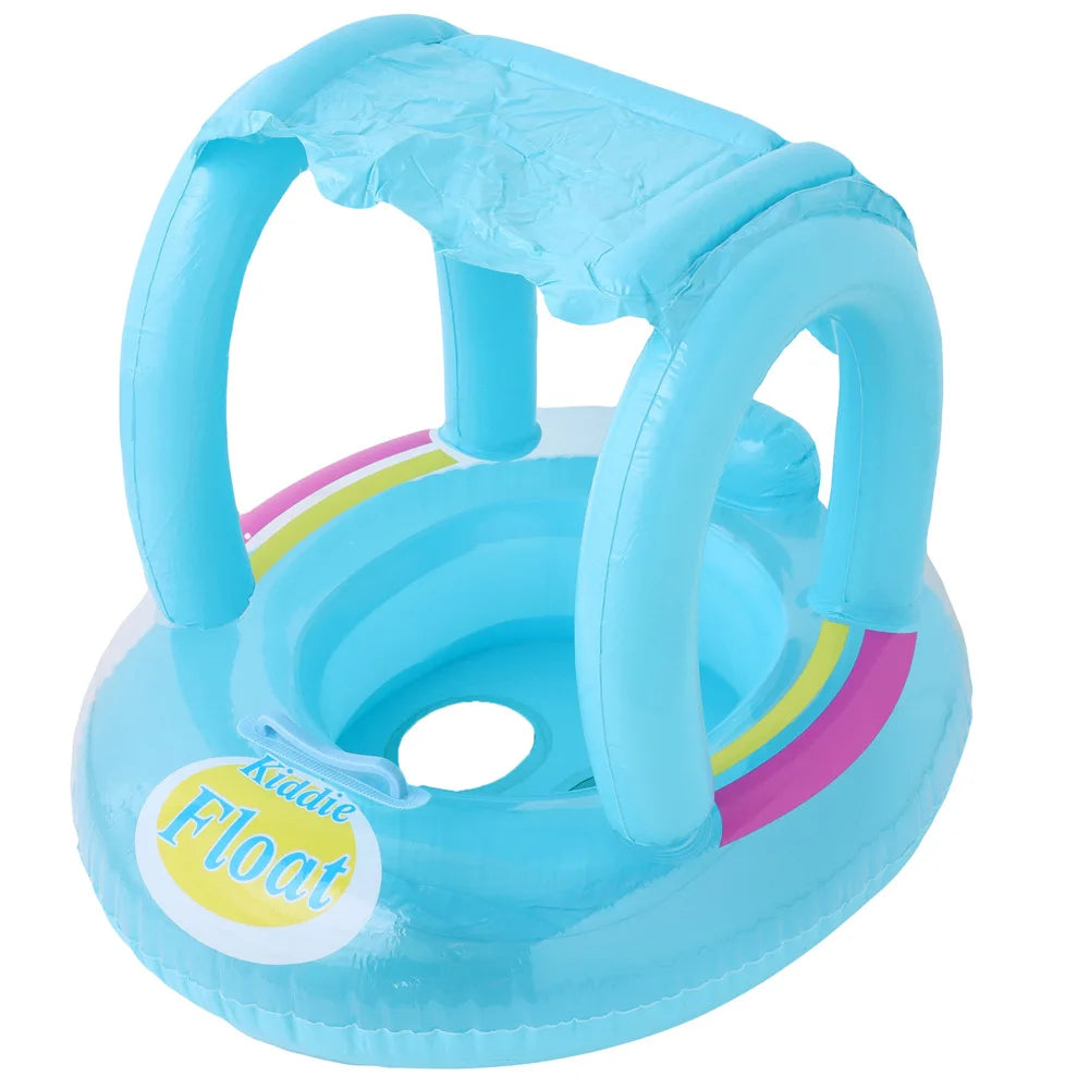 Baby Summer Swimming Ring Inflatable Toys with Handle Outdoor Sunshade Floating Seat Pool Swim Sports Water Toys for Kids