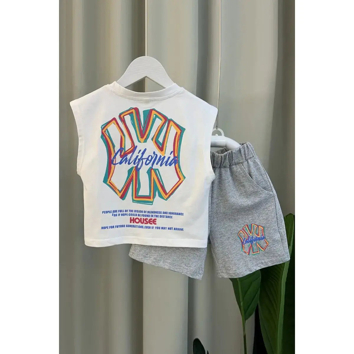 Children's summer vest set new boys' and girls' cotton sleeveless top+shorts 2PCS Kids Outfits 90-150cm