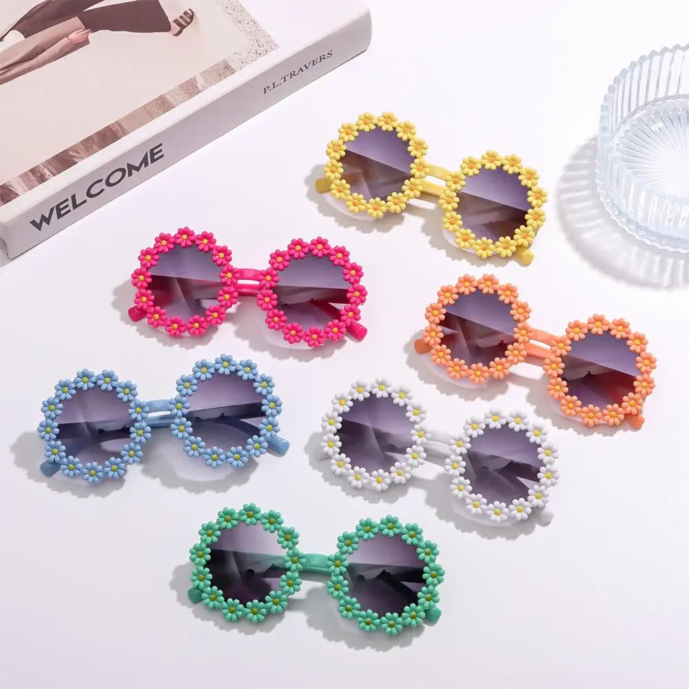 Round Flower Kids Sunglasses UV400 for Boy Girls Lovely Baby Daisy Sun Protection Cute Sport Shades Children Outdoor Eyewear ﻿