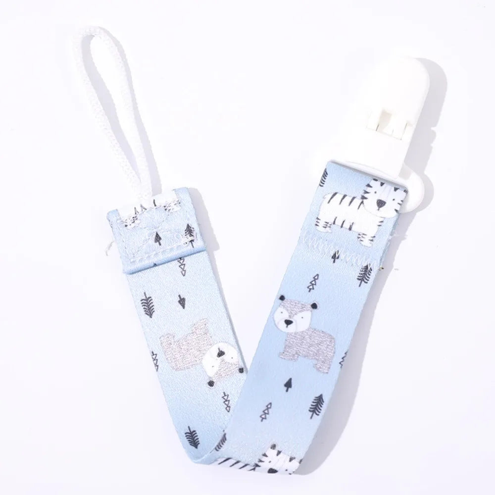 Cute Cartoon Baby Pacifier Clips Ribbon Anti-drop Buckle Strap Pacifier Chain Fixed Button Adjustable Dummy Clip