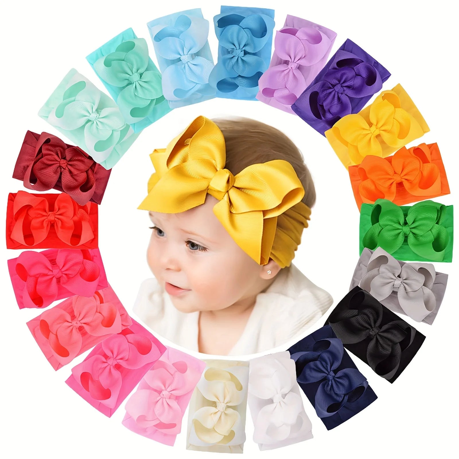 6/20PCS Soft Baby Headbands with 4.5 Inches Hair Bows Headwraps for Baby Girl Head Band Newborns Hair Accessories Hair Band