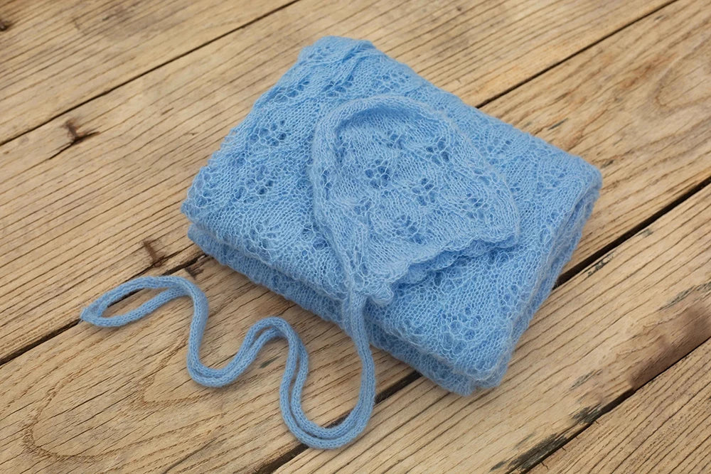 Newborn Photography Props Baby Posing Knitted Hollow Hat + Wrap 2pcs/Set Soft And Highly Elastic Stretchable Photo Accessories