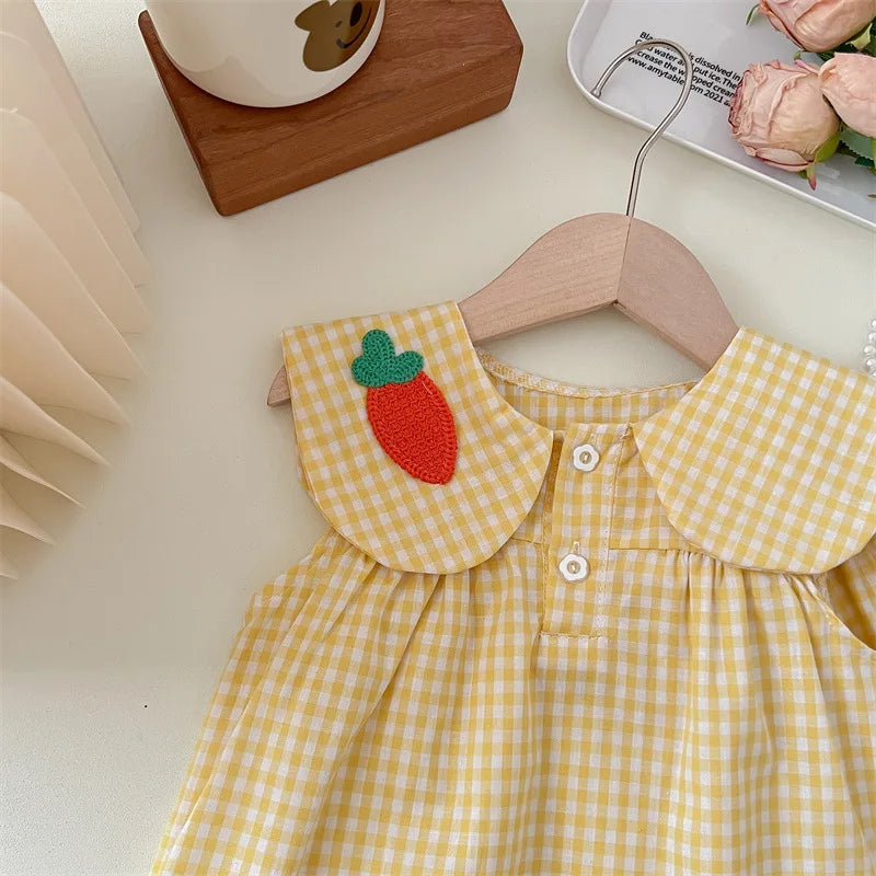 2025 Summer Children's Clothes Kids Girls Clothes Fruit Plaid T-Shirt+Shorts Pants Casual Loose Baby Outfit Sets Toddler Pajamas