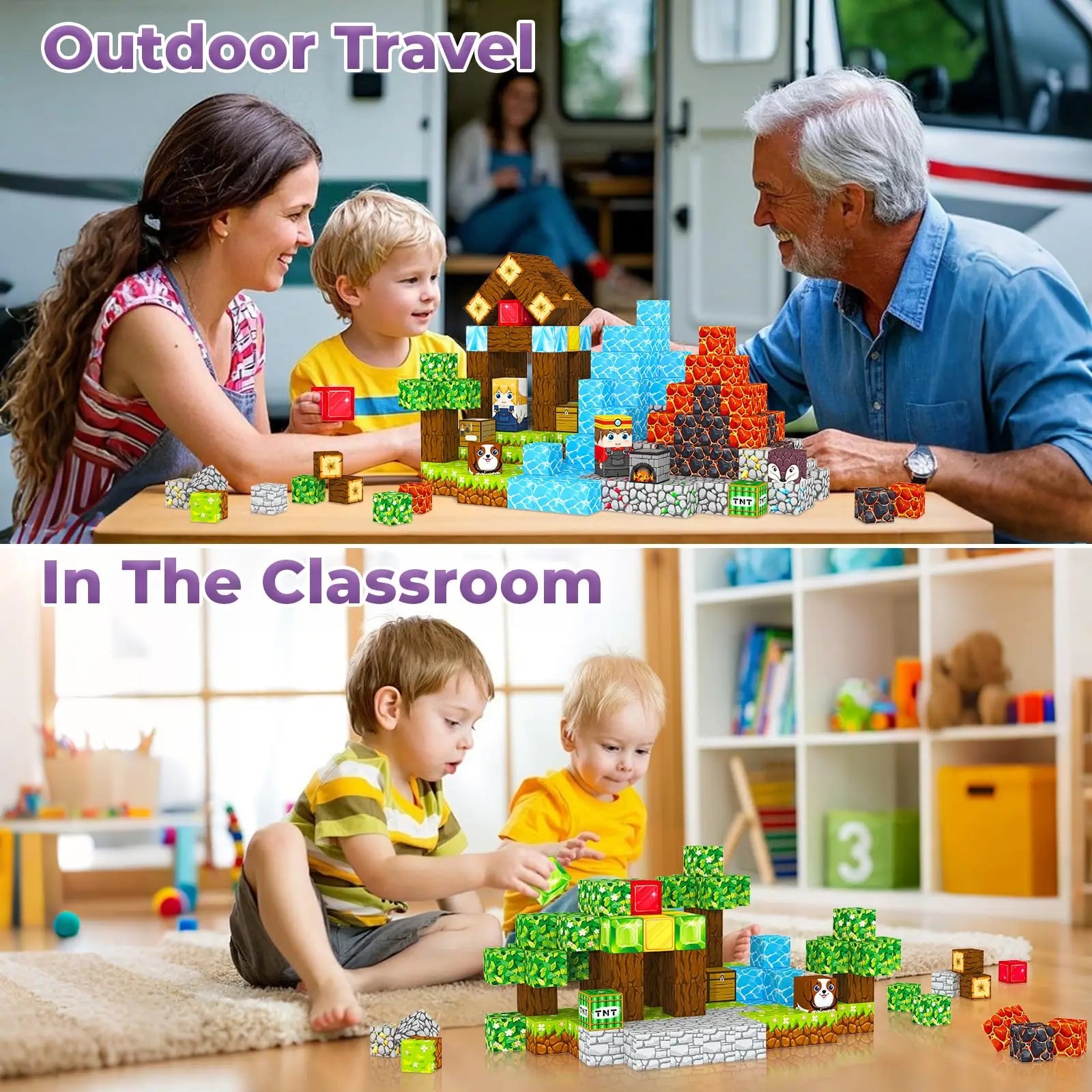 Magnetic Blocks, Magnetic Tiles Building Blocks, Magnet Cubes Toddler Kids Toys, Sensory STEM Toys for 3-5 4-6 5-7 6-8 Year Old