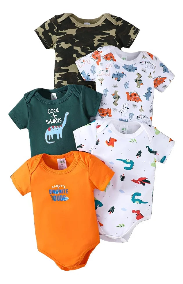 Baby boy clothes 5PCS Baby boy onesies summer Short-sleeved jumpsuit 100% cotton fabric Suitable for 0-12 months