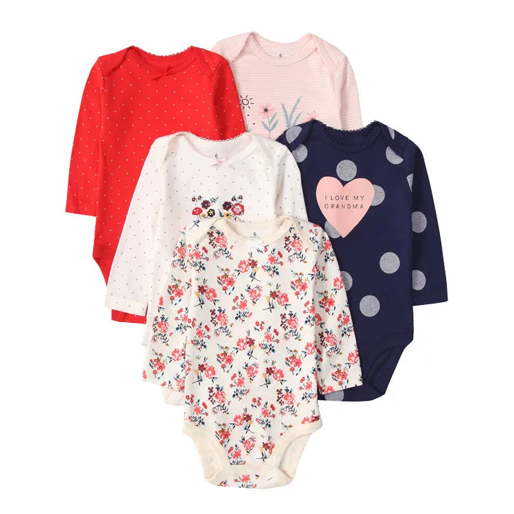 100% Cotton Soft Breathable Baby Bodysuits Long Sleeve Newborn Infant Boys Girls Onesies Rompers Bebe Clothes Baby Shower Gifts