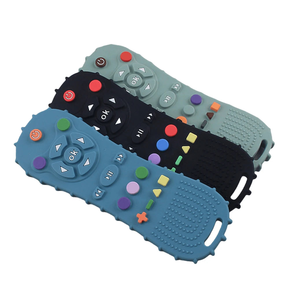 Baby teething toys, food grade silicone teether, suitable for babies over 6 months, TV remote control shape toddler chew toys