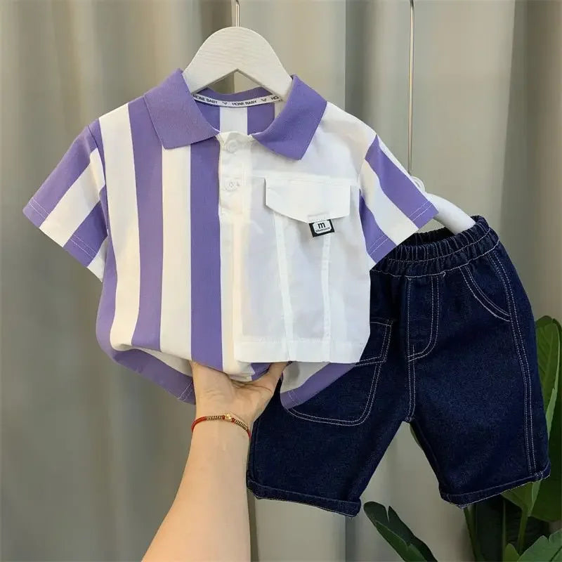 Summer Baby Boy Clothes Sets Cotton Cartoon Casual T-Shirt Shorts 2PCS Children's 2025 New Top & Bottom Sets Fashion Kids Suit