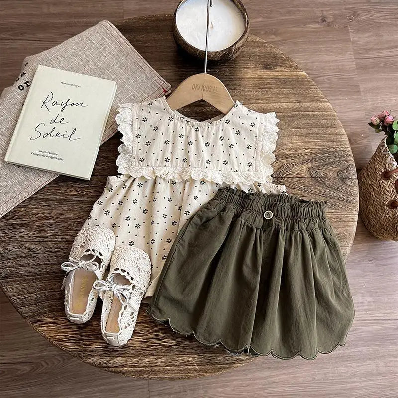 Children's Clothing Sets Floral Print Sleeveless Top + Shorts 2pcs Sets Toddler Girl Clothes Kids Clothes for Girls
