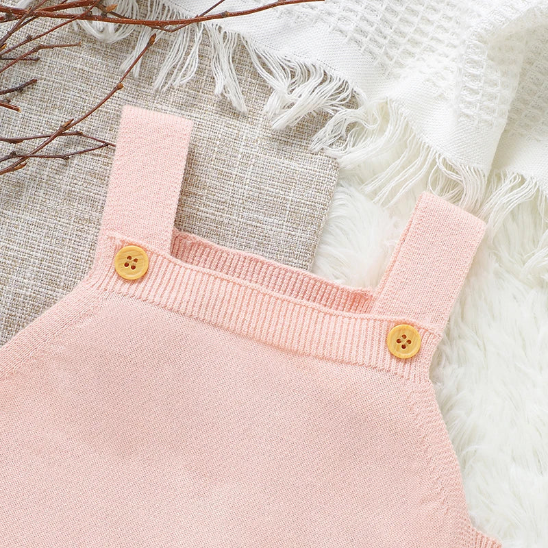Newborn Baby Bodysuit Cotton Knit Children Sling Clothes Fashion Solid 0-18M Overalls Infant Boy Girl Jumpsuit Sleeveless Summer