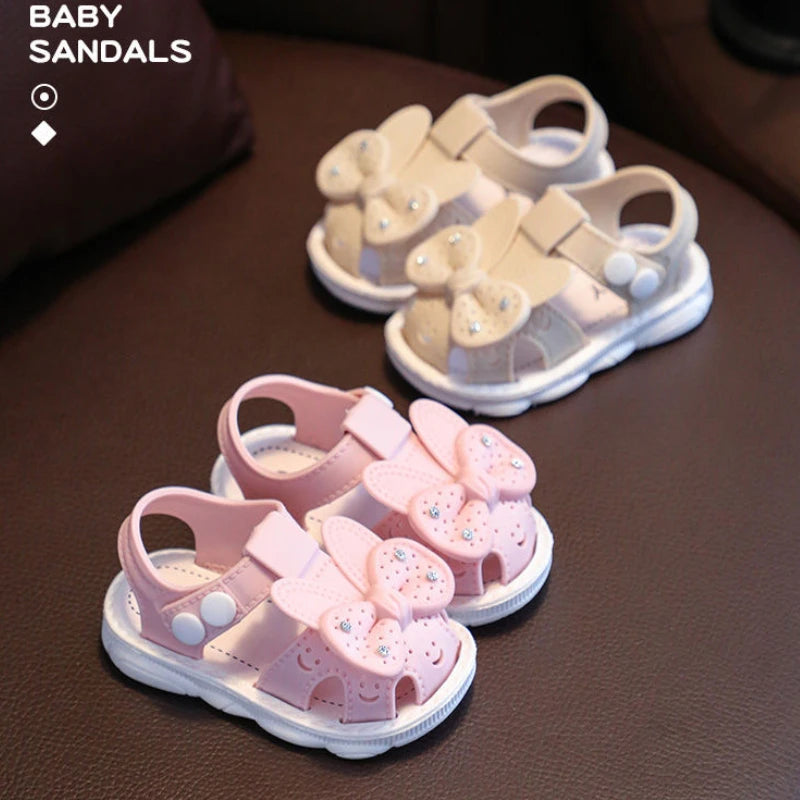 Solid Bow Children's Summer Shoes Cute PVC Beach Non Slip Sandals For Baby Girls Footwear Soft Infant Kids Fashion Sandals