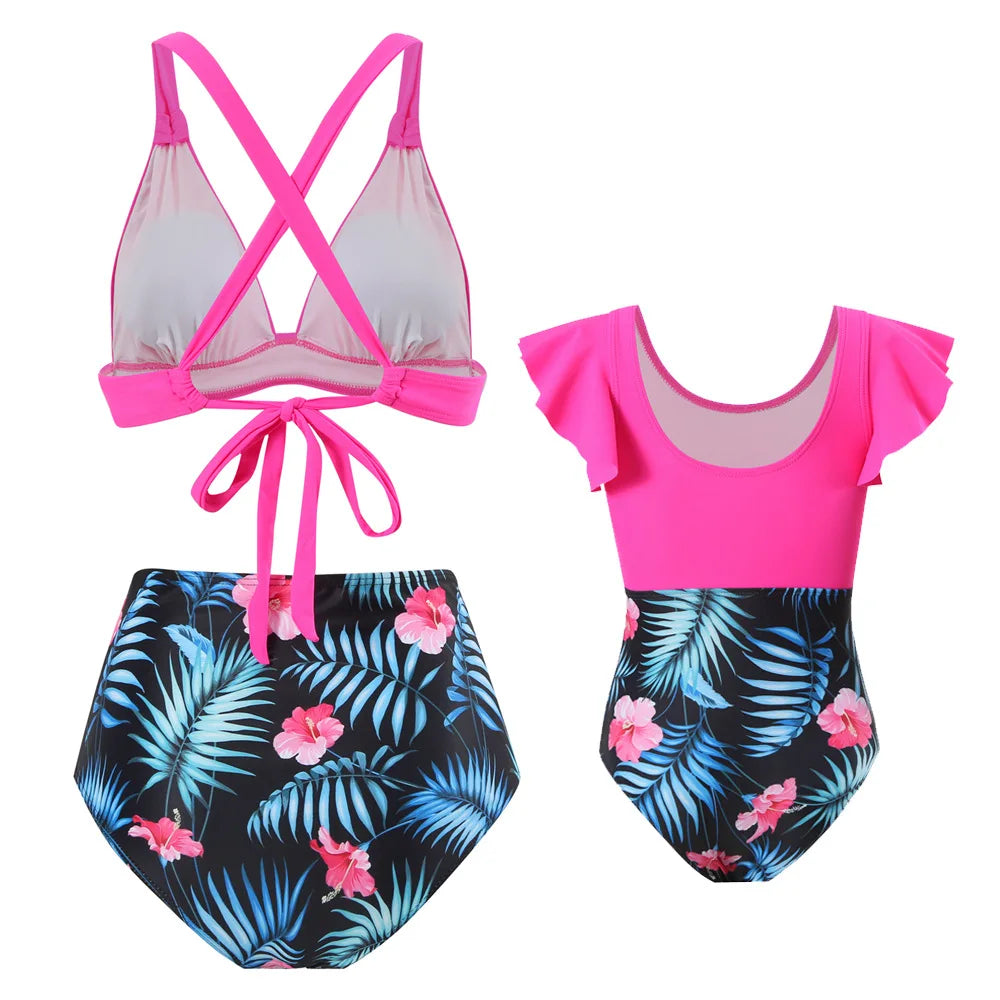 Summer Mother Daughter Swimsuits Leopard Mommy Me Swimwear Bikini Sets Family Look Kids Bathing Suits Family Matching Clothes