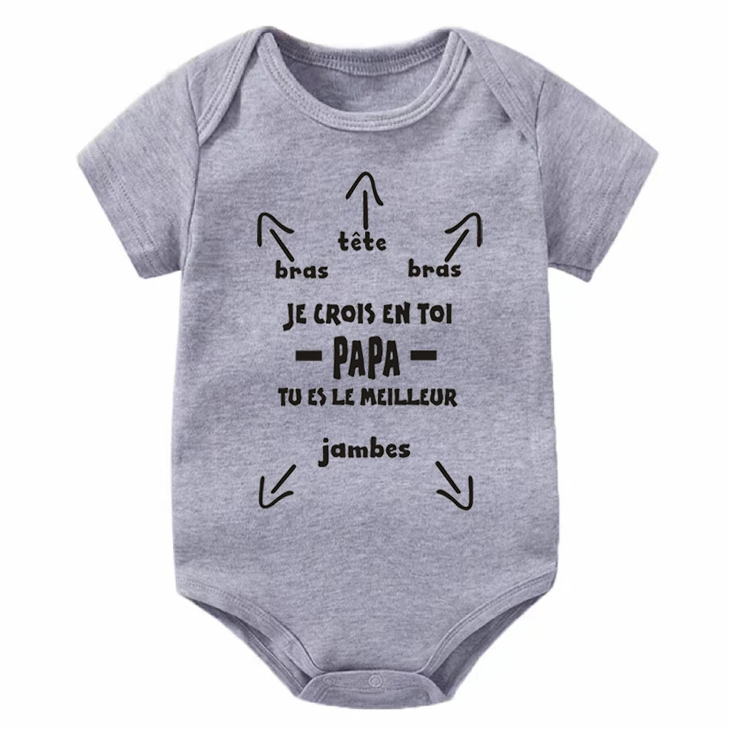 Papa Tu Es Le Meilleur Baby Bodysuit Cute Summer Baby Romper Body Baby Boys Girls Clothes Outfits Cotton Baby Wear Dad's Gift