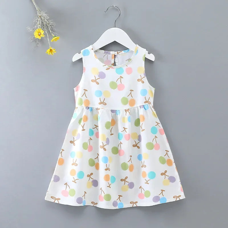 Baby Girls Summer Dress Sleeveless Cute Print Children's Dresses Cotton Toddler Kids Party Sundress Clothes Baby Clothing Skirts