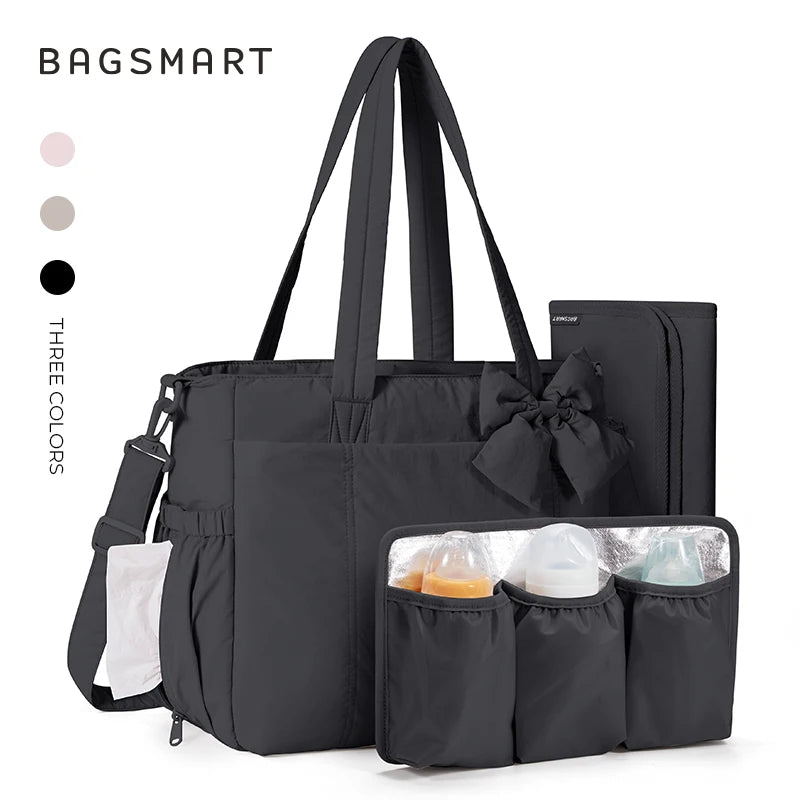BAGSMART Mommy Diaper Bag Stroller Organizer Multifunctional Baby Diaper Handbag with Changing Large Capacity Maternity Totes