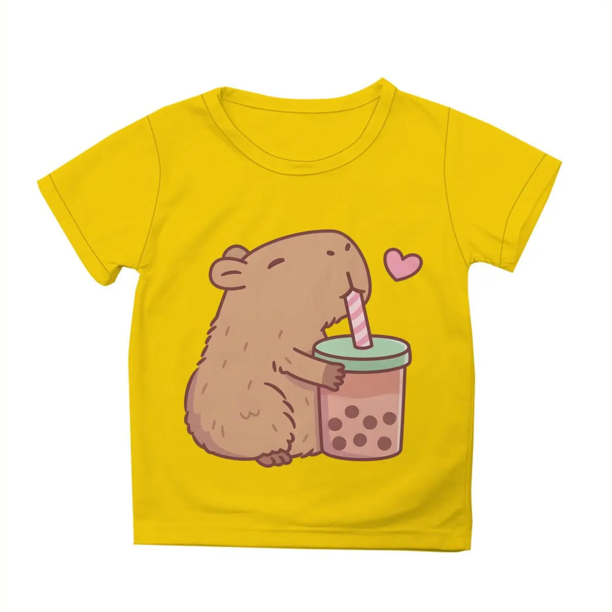 Kids Capybara Clothes Toddler Shirts Baby Boys Girls Short Sleeve Graphic Capibara Tee Striped Cotton Tops For Children Clothes