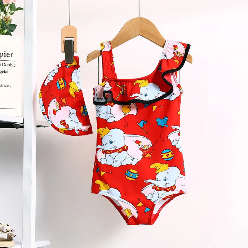 Children's Swimsuit One-piece Girl Swimsuit Cartoon Pattern Cute Little Middle Children Beach Swimsuit