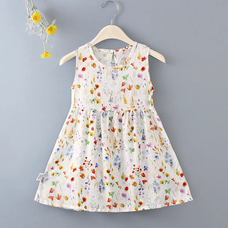 Baby Girls Summer Dress Sleeveless Cute Print Children's Dresses Cotton Toddler Kids Party Sundress Clothes Baby Clothing Skirts