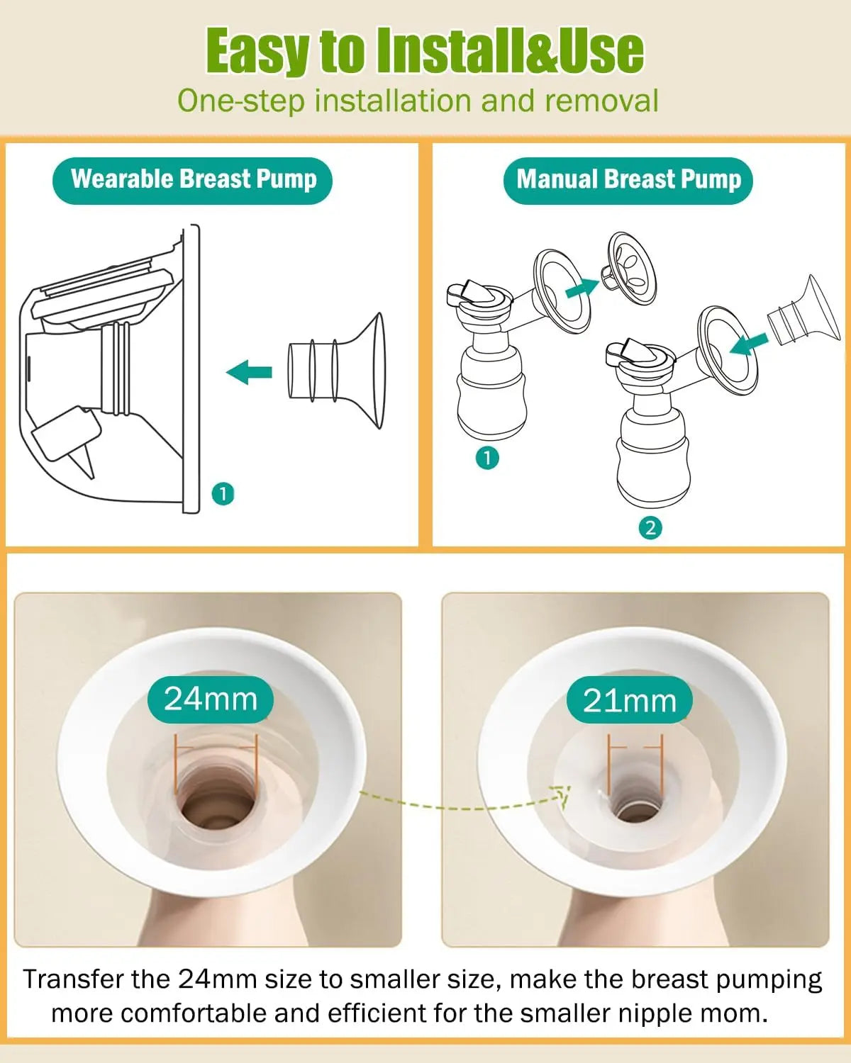 Breast Pump Accessories Flange Inserts 13/15/17/18/19/20/21mm Caliber Size Adaptor Converter Small Nipple Horn Adapter