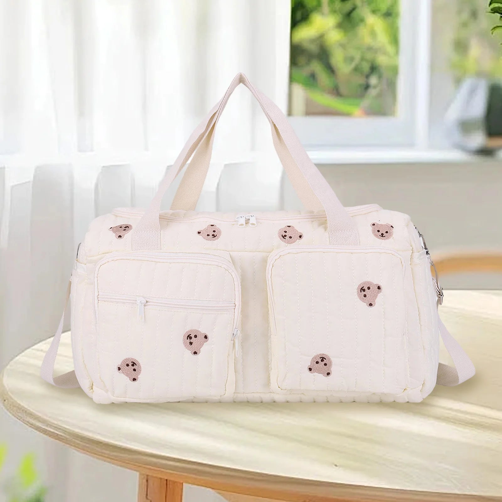 Quilted Baby Diaper Bag Large Capacity Baby Bag Weekender Bag for Hospital and Weekender Travel