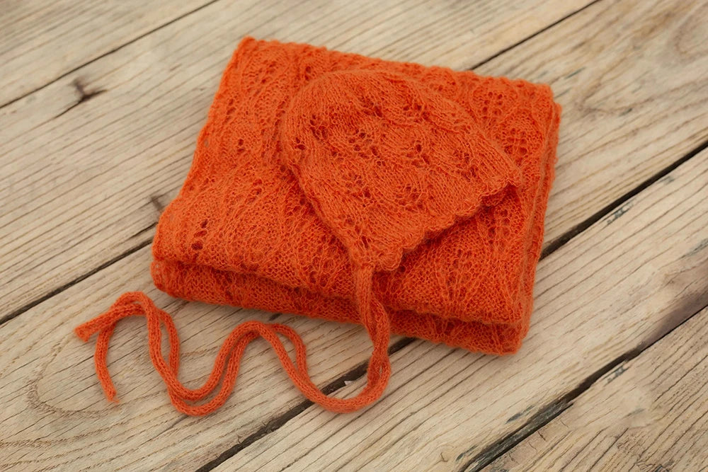 Newborn Photography Props Baby Posing Knitted Hollow Hat + Wrap 2pcs/Set Soft And Highly Elastic Stretchable Photo Accessories