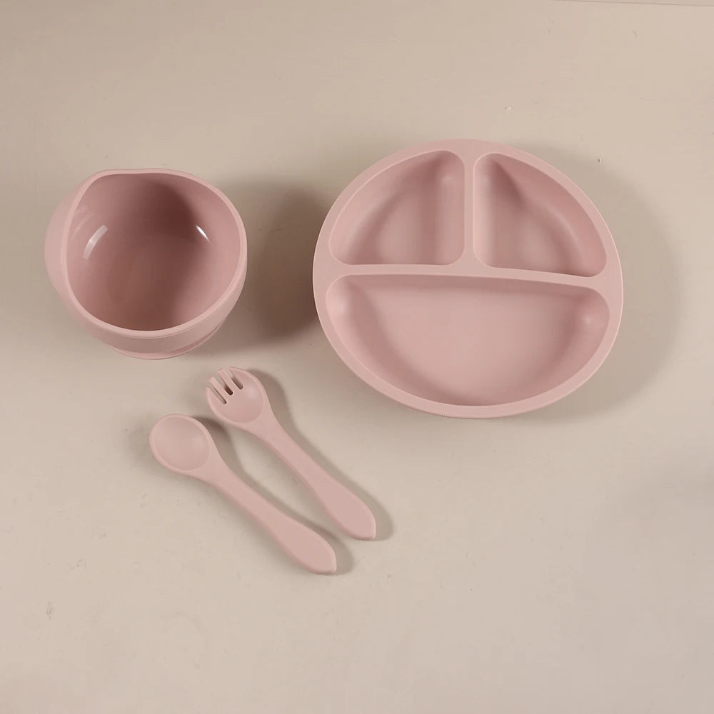 2025 baby feeding plate 3 grids divided sauction bowl spoon fork set boy girl tableware