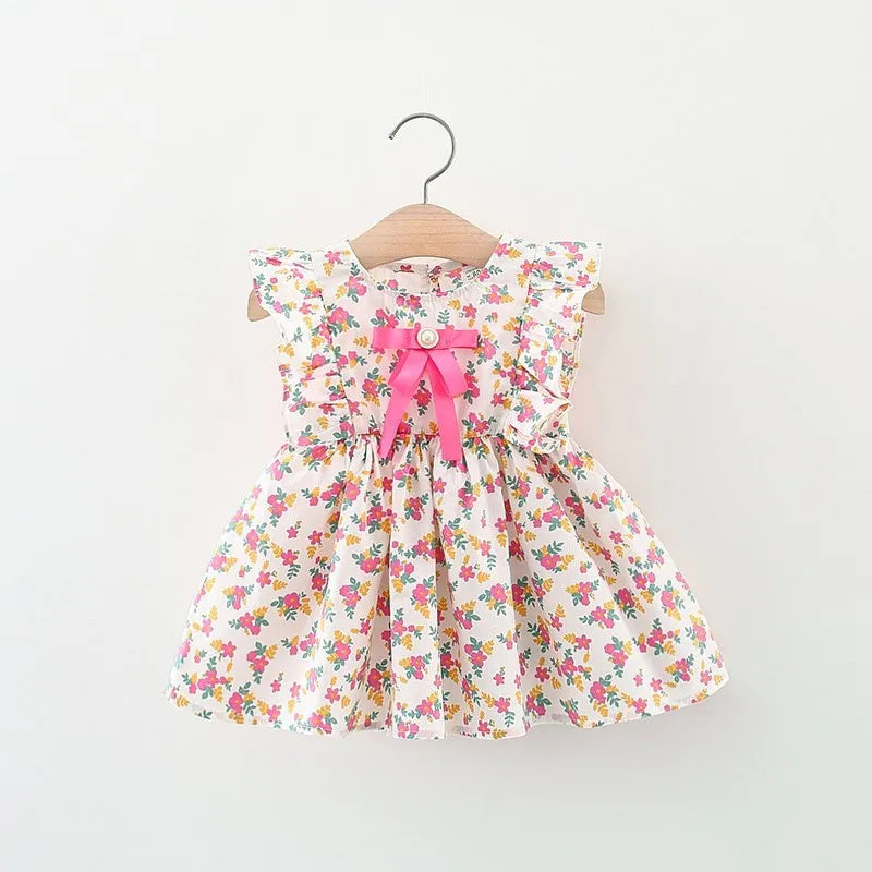 Toddler Baby Girls Clothes Summer Short Sleeve Floral Princess Birthday Dress Dresses For Girl Baby Clothing Thin Costume Dress