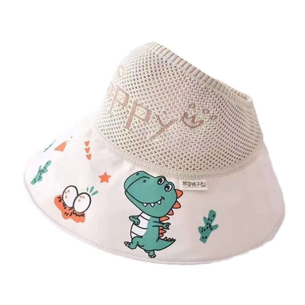 Cartoon Anti UV Protection Children Sun Hat Wide Brim Empty Top Summer Baby Sunhat Thin Comfortable Kids Beach Cap Outdoor