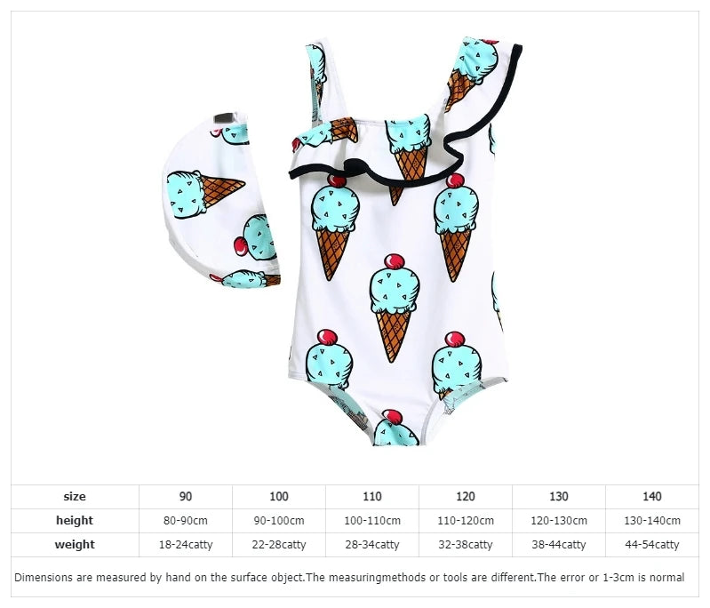 Children's Swimsuit One-piece Girl Swimsuit Cartoon Pattern Cute Little Middle Children Beach Swimsuit