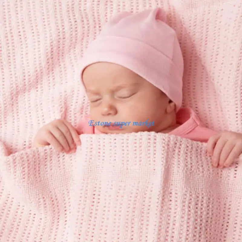 090B 4 Set Newborns Bonnet Cap and Mittens Machine Washable Baby Fetal Hat Gloves for 0 to 3 Month Soft Fabric Headgear