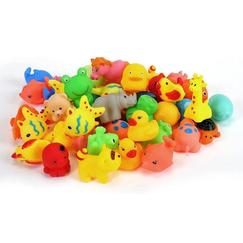 13pcs Baby Kids Bathing Toys Cute Animals Swimming Water Toys Soft Rubber Float Squeeze Sound Kids Wash Play Funny Toys Gifts