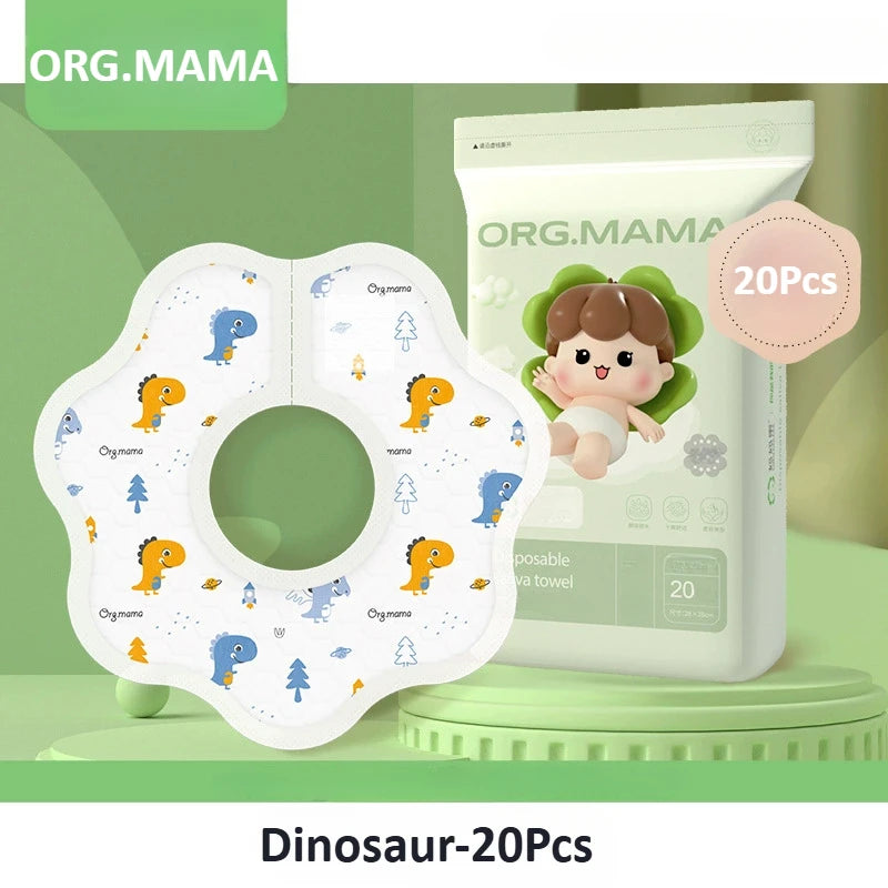 20PCS Disposable Bibs for Babies Toddler Feeding Baby Bibs Soft Absorbent Leakproof Individually Packaged for Travelling Outdoor