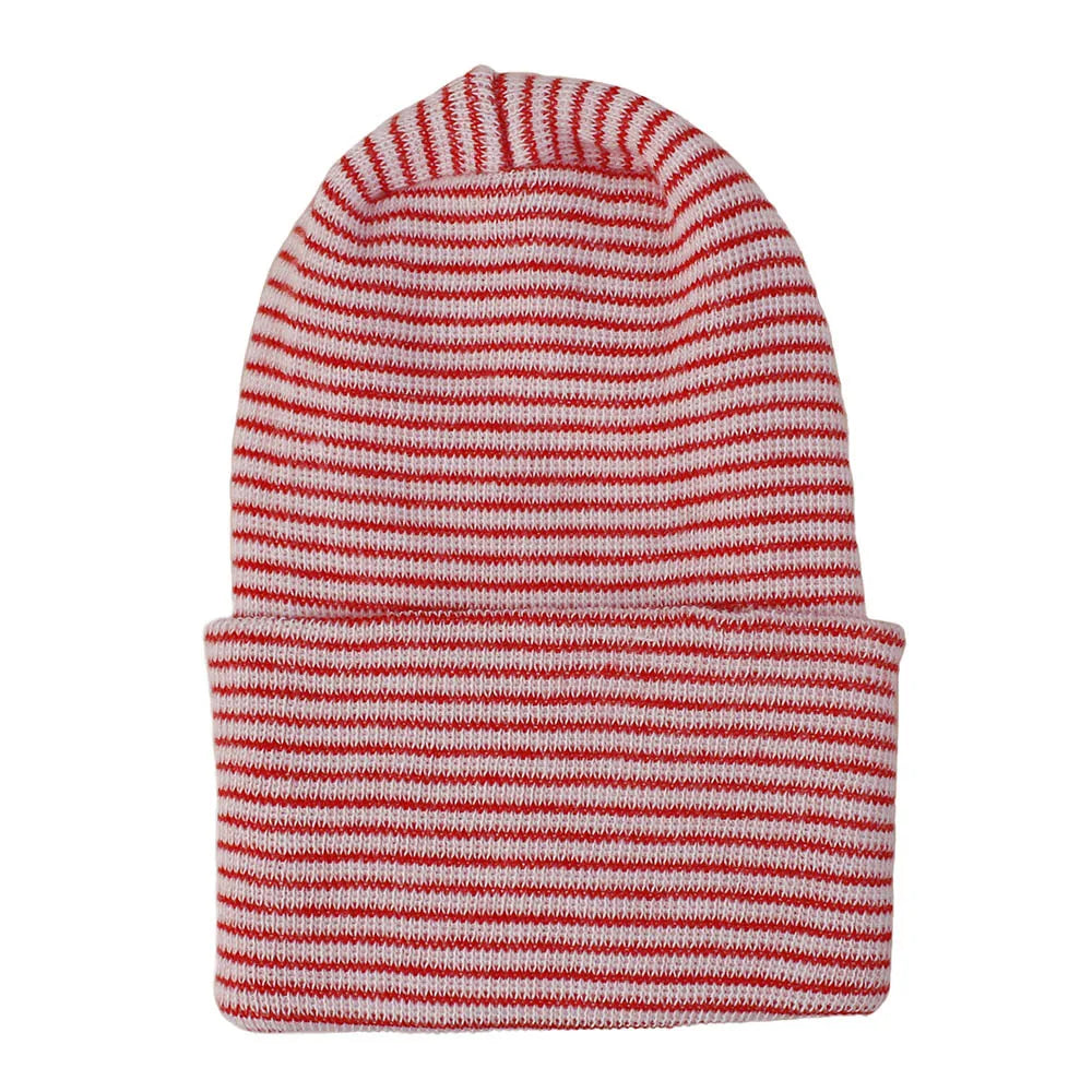 Double Layer Newborn Hospital Hat Baby Hats Nursery Beanie Cap with Bow Cute Striped Infant Hat Soft Turban Hats for Baby Girls