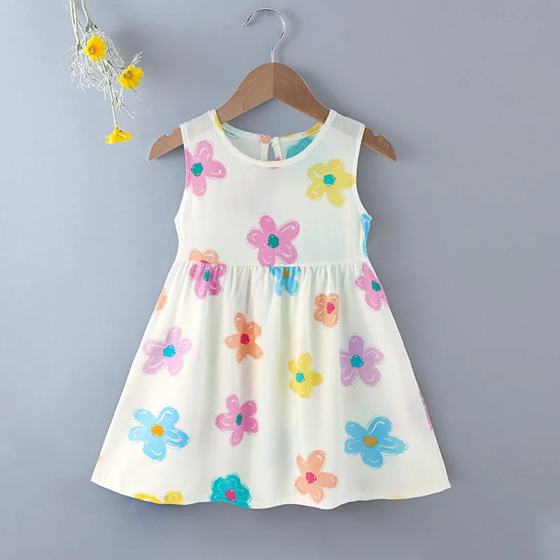 Baby Girls Summer Dress Sleeveless Cute Print Children's Dresses Cotton Toddler Kids Party Sundress Clothes Baby Clothing Skirts