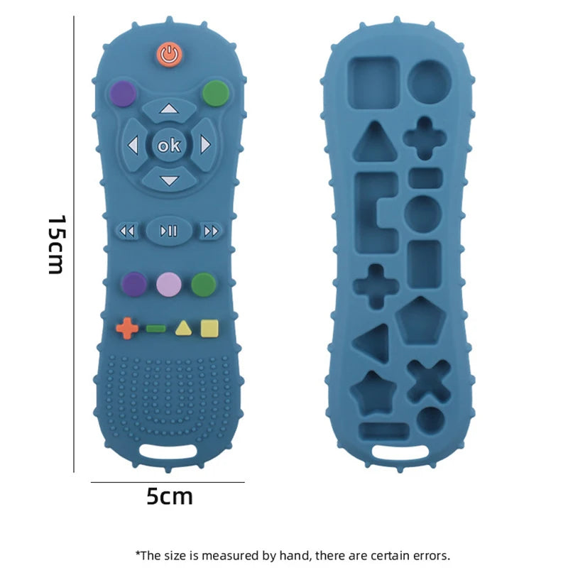 Baby teething toys, food grade silicone teether, suitable for babies over 6 months, TV remote control shape toddler chew toys