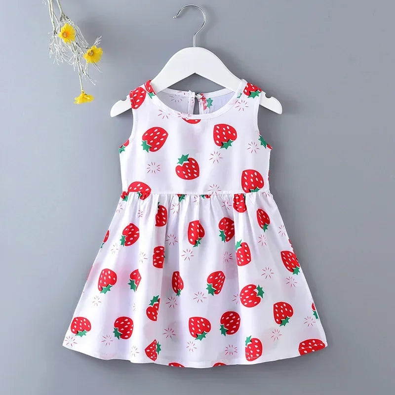 Baby Girls Summer Dress Sleeveless Cute Print Children's Dresses Cotton Toddler Kids Party Sundress Clothes Baby Clothing Skirts